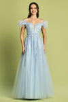 Prom Dresses Long Glitter Applique Formal A Line Prom Dress Sky Blue
