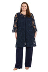 Pant Suit Long Plus Size Formal Floral Pantsuit Navy