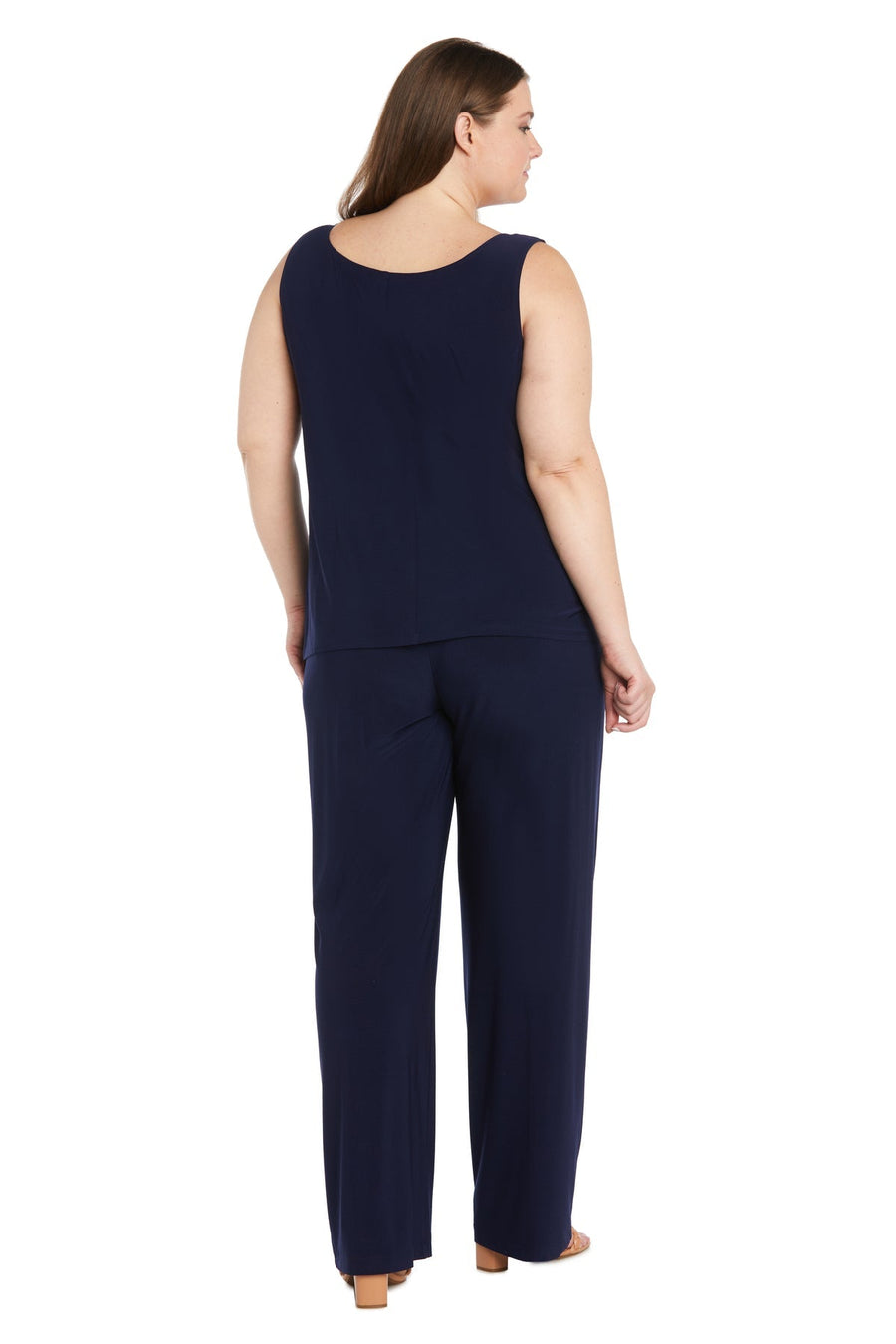 Pant Suit Long Plus Size Formal Floral Pantsuit Navy