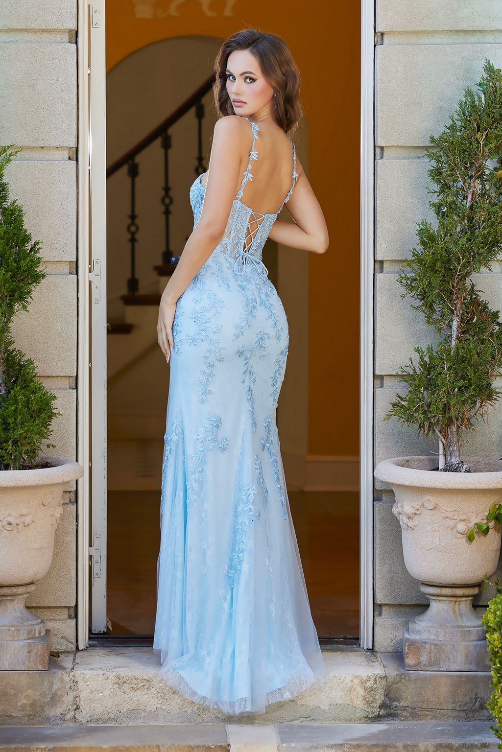 Prom Dresses Long Evening Slit Formal Prom Dress Sky Blue