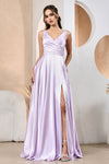 Prom Dresses Pleated Long Formal Slit A Line Prom Dress Lilac