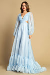 Prom Dresses A Line Tiered Long Formal Ruffle Prom Dress Light Blue