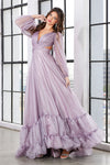 Prom Dresses A Line Tiered Long Formal Ruffle Prom Dress Mauve