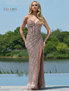 Prom Dresses Long Spaghetti Strap Formal Fitted Prom Dress Rose Gold