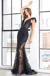 Prom Dresses Formal Long Printed Glitter Prom Dress Black