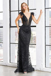 Prom Dresses Formal Long Printed Glitter Prom Dress Black