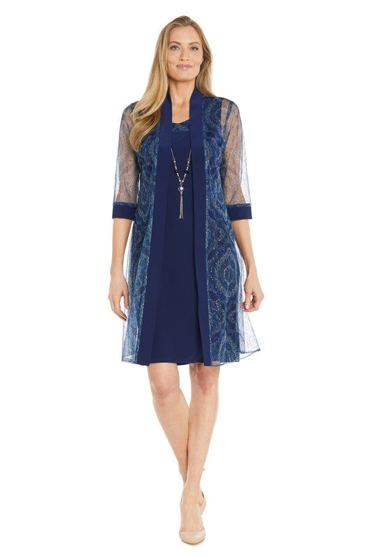 Formal Dresses Short Sequin Jacket Formal Petite Dress  Navy
