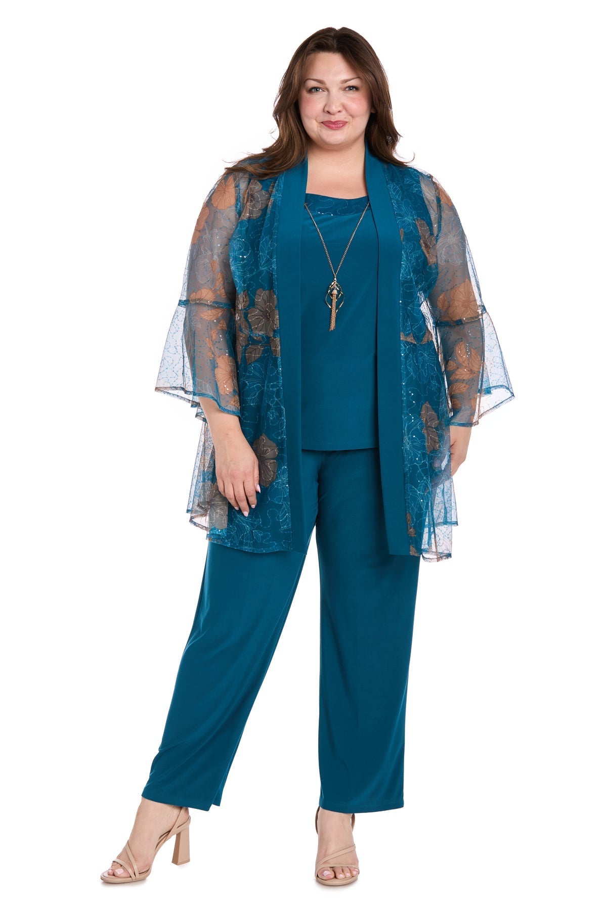 Plus Size Dresses Long Plus Size Formal Mother of the Bride Pant Suit Peacock