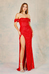 Prom Dresses Long Formal Fitted sequin Ruched Prom Dress Red