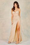 Prom Dresses Prom Long Slit Glitter Formal Dress  Champagne