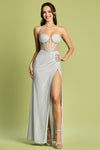 Prom Dresses Prom Long Slit Glitter Formal Dress  Silver