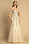 Prom Dresses Prom Mermaid Long Formal Applique Dress Champagne/Gold