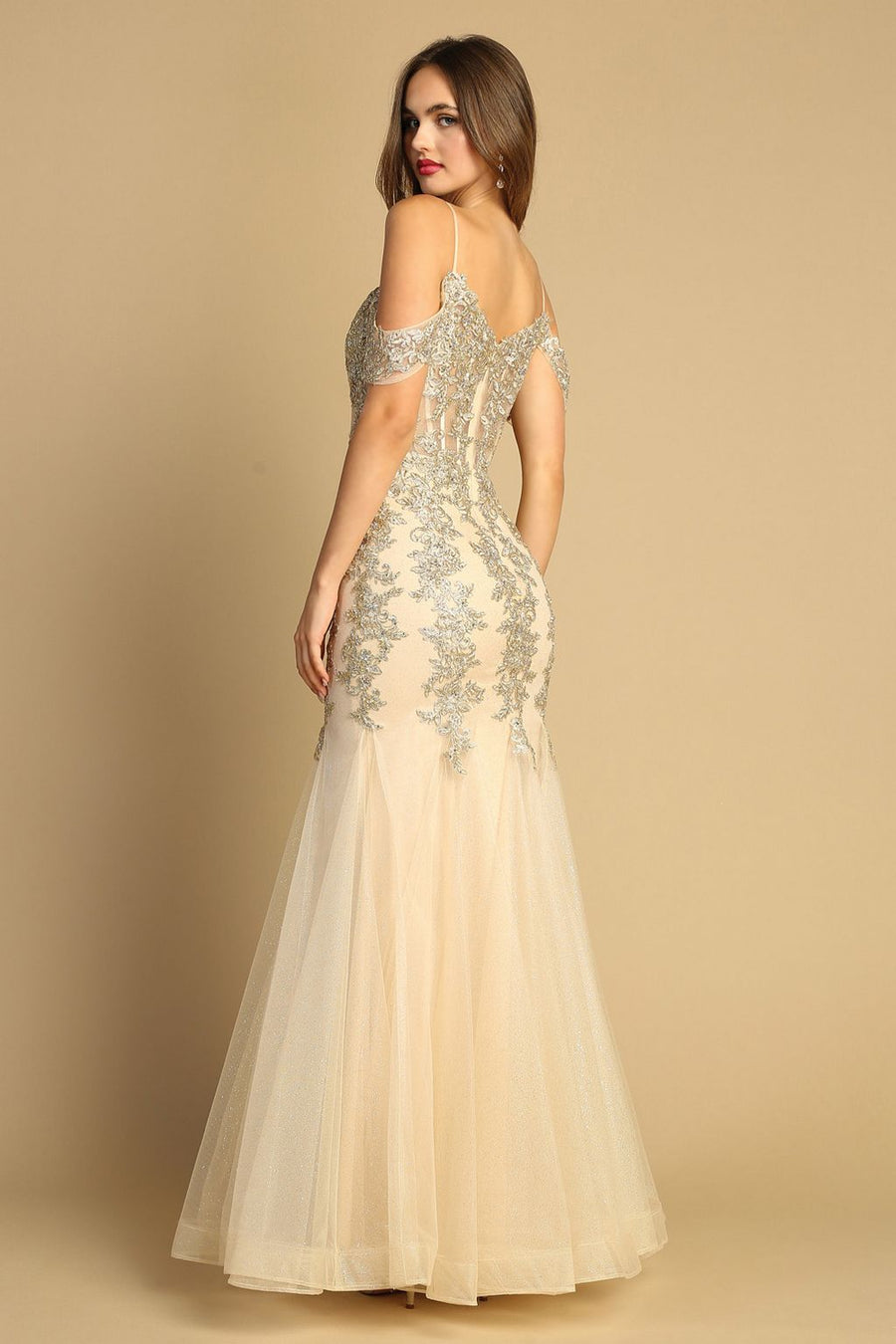 Prom Dresses Prom Mermaid Long Formal Applique Dress Champagne/Gold