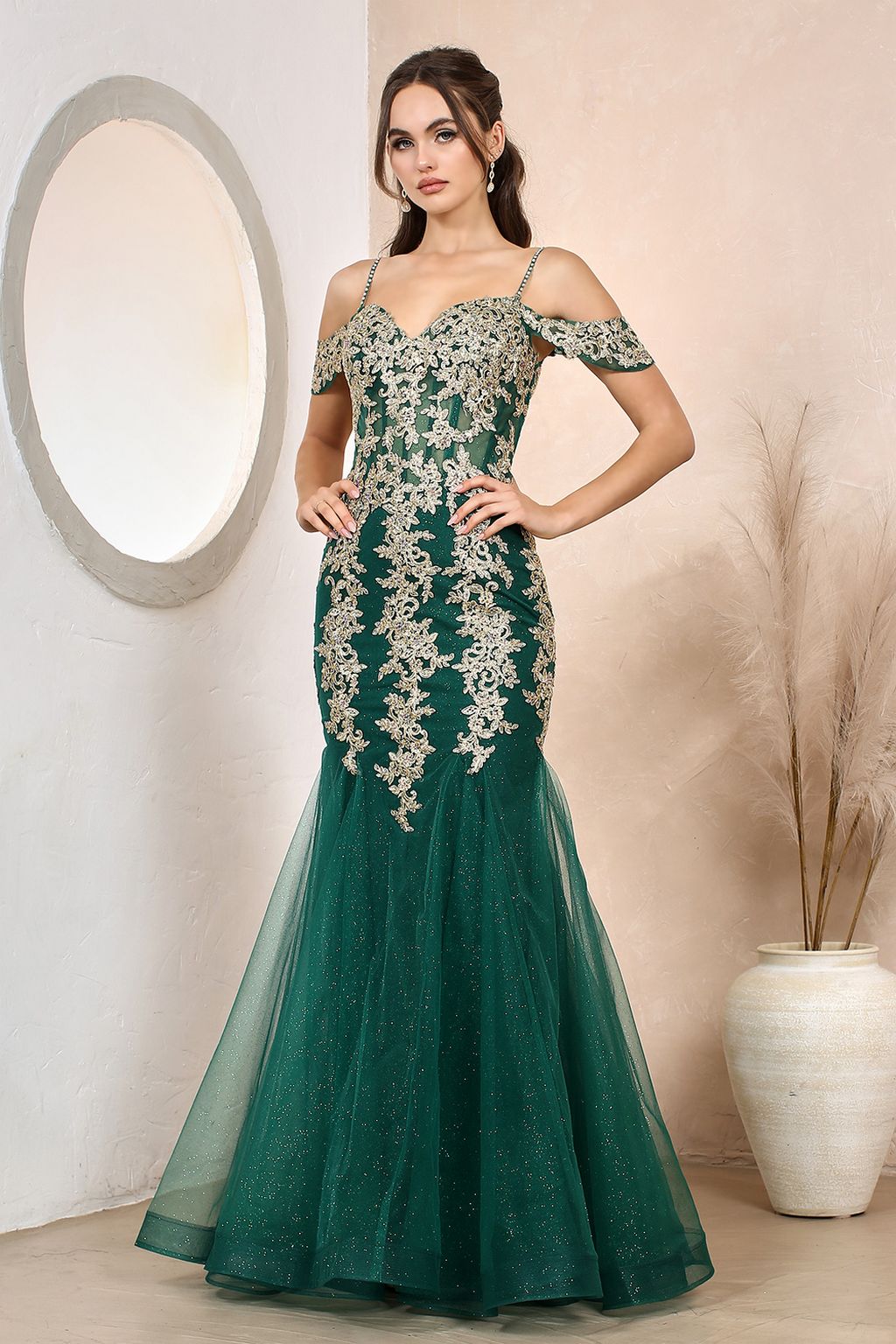 Prom Dresses Prom Mermaid Long Formal Applique Dress Emerald/Gold