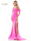 Prom Dresses Long Off Shoulder Formal Fitted Satin Prom Dress Hot Pink