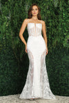 Wedding Dresses Long Bridal Glitter Print Wedding Dress White