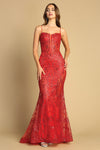 Prom Dresses Prom Fitted Slit Long Glitter Print Formal Dress Red