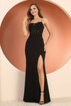 Prom Dresses Long Formal Fitted Lace Applique Prom Dress Black