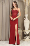 Prom Dresses Long Formal Fitted Lace Applique Prom Dress RedBurgundy