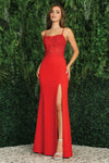 Prom Dresses Long Formal Fitted Lace Applique Prom Dress Red