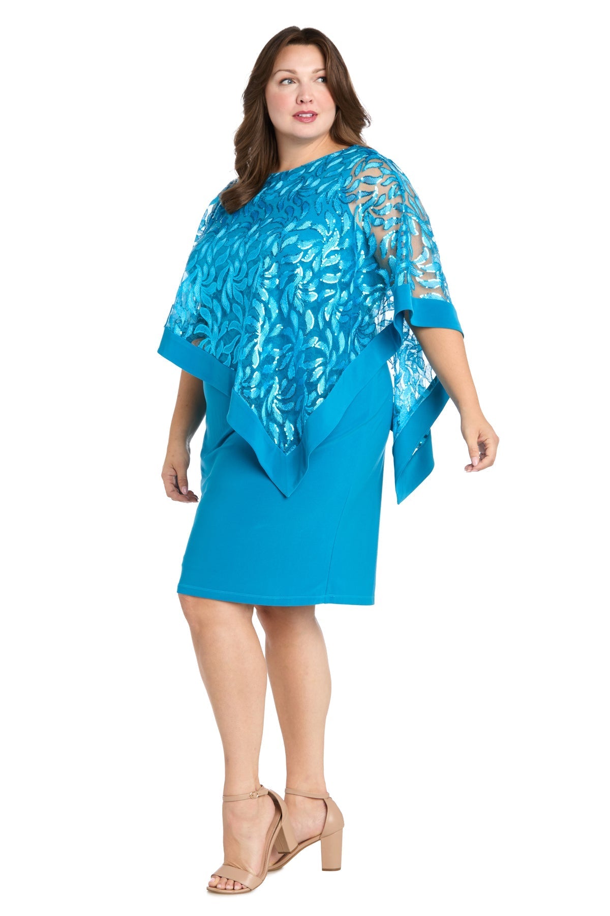 Plus Size Dresses Short Plus Size Sequin Mother of the Bride Dress Turquoise