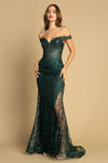 Prom Dresses Long Formal Glitter Print Mermaid Prom DressDark Emerald