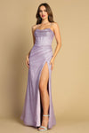 Prom Dresses Glitter Slit Long Formal Corset Prom Dress Navy