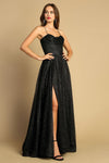 Prom Dresses A Line Long Corset Formal Glitter Prom Dress Black