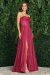 Prom Dresses A Line Long Corset Formal Glitter Prom Dress Fuchsia