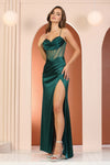 Prom Dresses Long Formal Slit Fitted Prom Dress Emerald