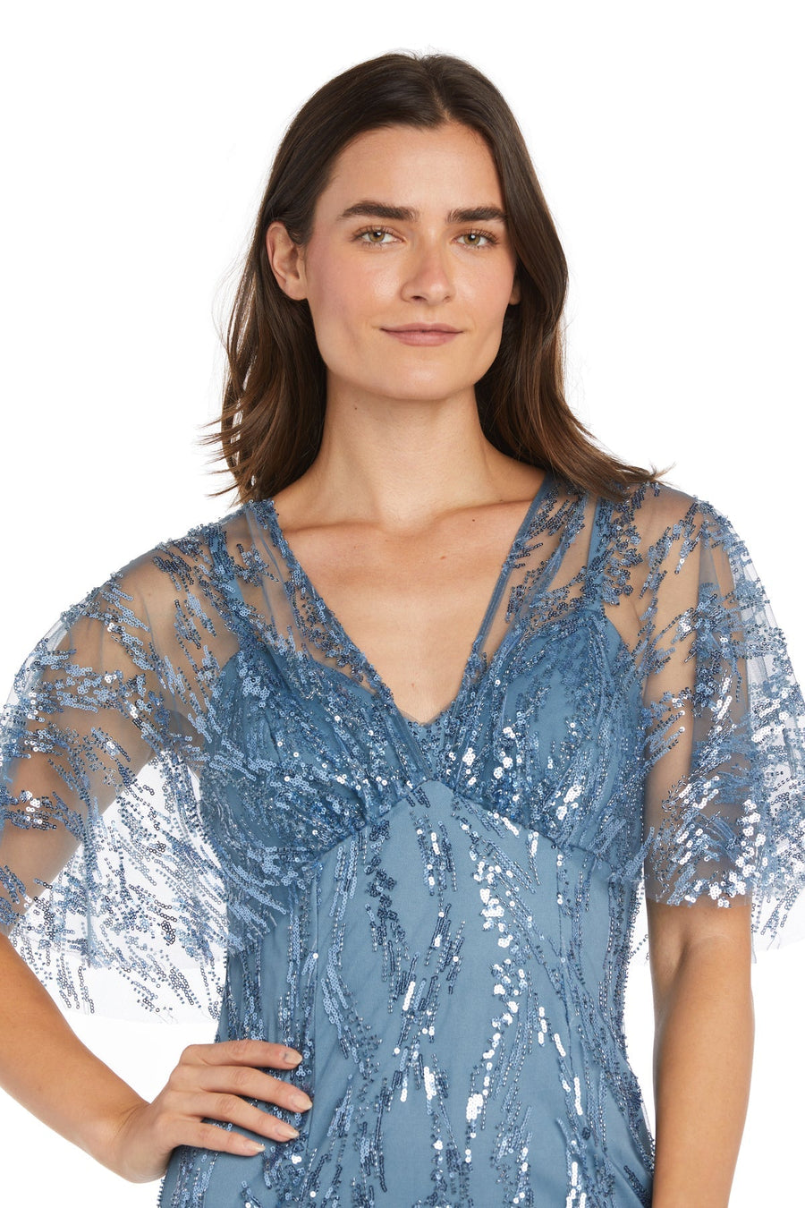 Mother of the Bride Dresses Long Formal Mother of the bride Cape Dress Blue