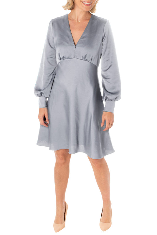 Cocktail Dresses Long Sleeve A Line Short cocktail Dress Smoke Grey