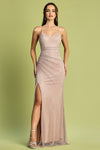 Prom Dresses Long Prom Fitted Slit Prom Dress Rose
