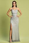 Prom Dresses Long Prom Fitted Slit Prom Dress Silver