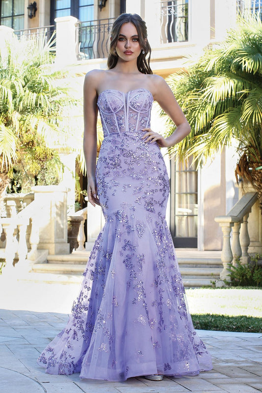 Prom Dresses Corset Long Mermaid Formal Glitter Prom Dress Lavender
