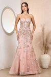 Formal Dresses Corset Long Mermaid Formal Glitter Prom Dress Rose