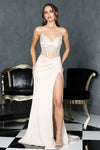 Prom Dresses Long Formal Evening Slit Prom Dress Champagne