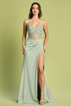 Prom Dresses Long Formal Evening Slit Prom Dress Sage