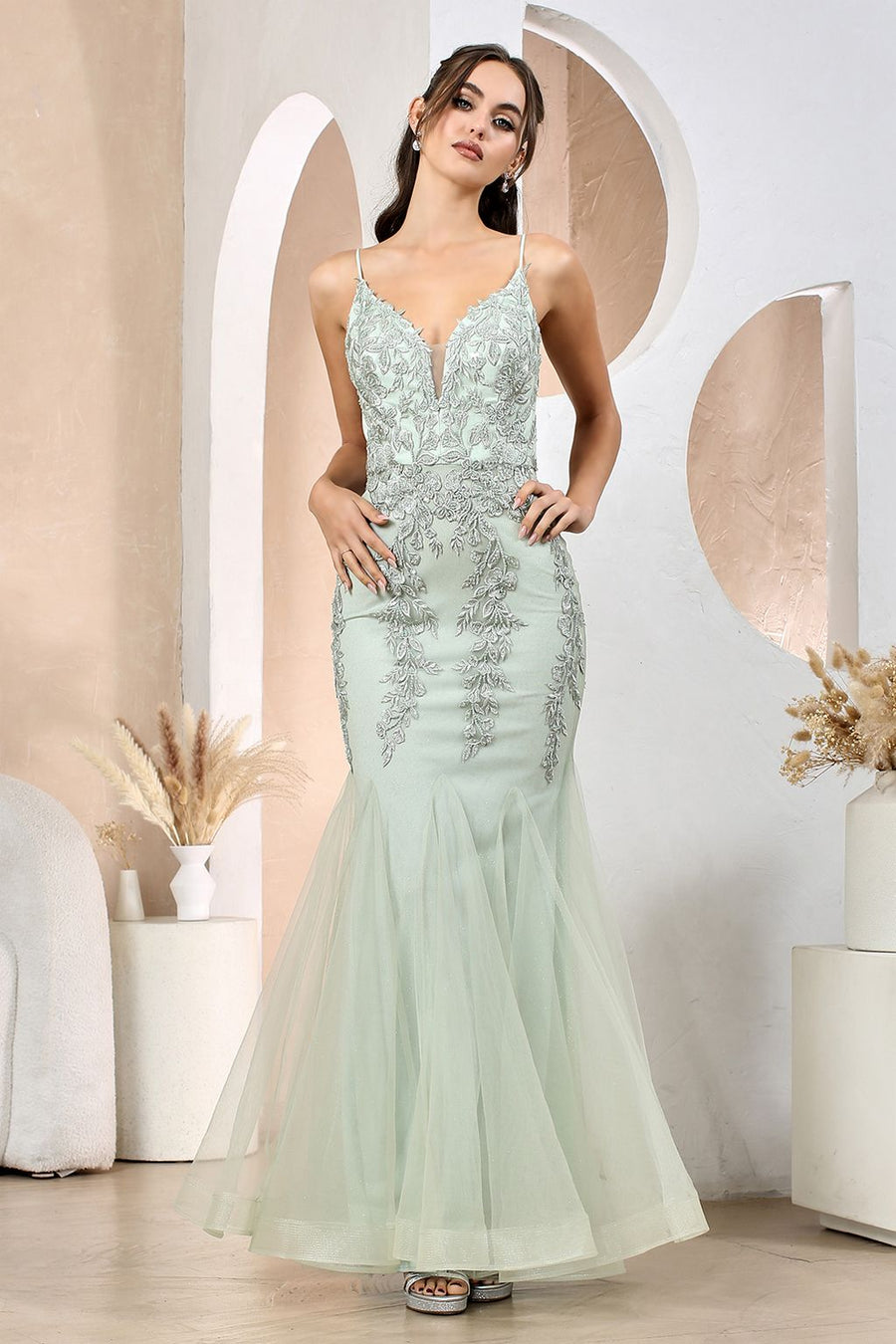 Prom Dresses Long Fitted Formal Prom Dress Sage