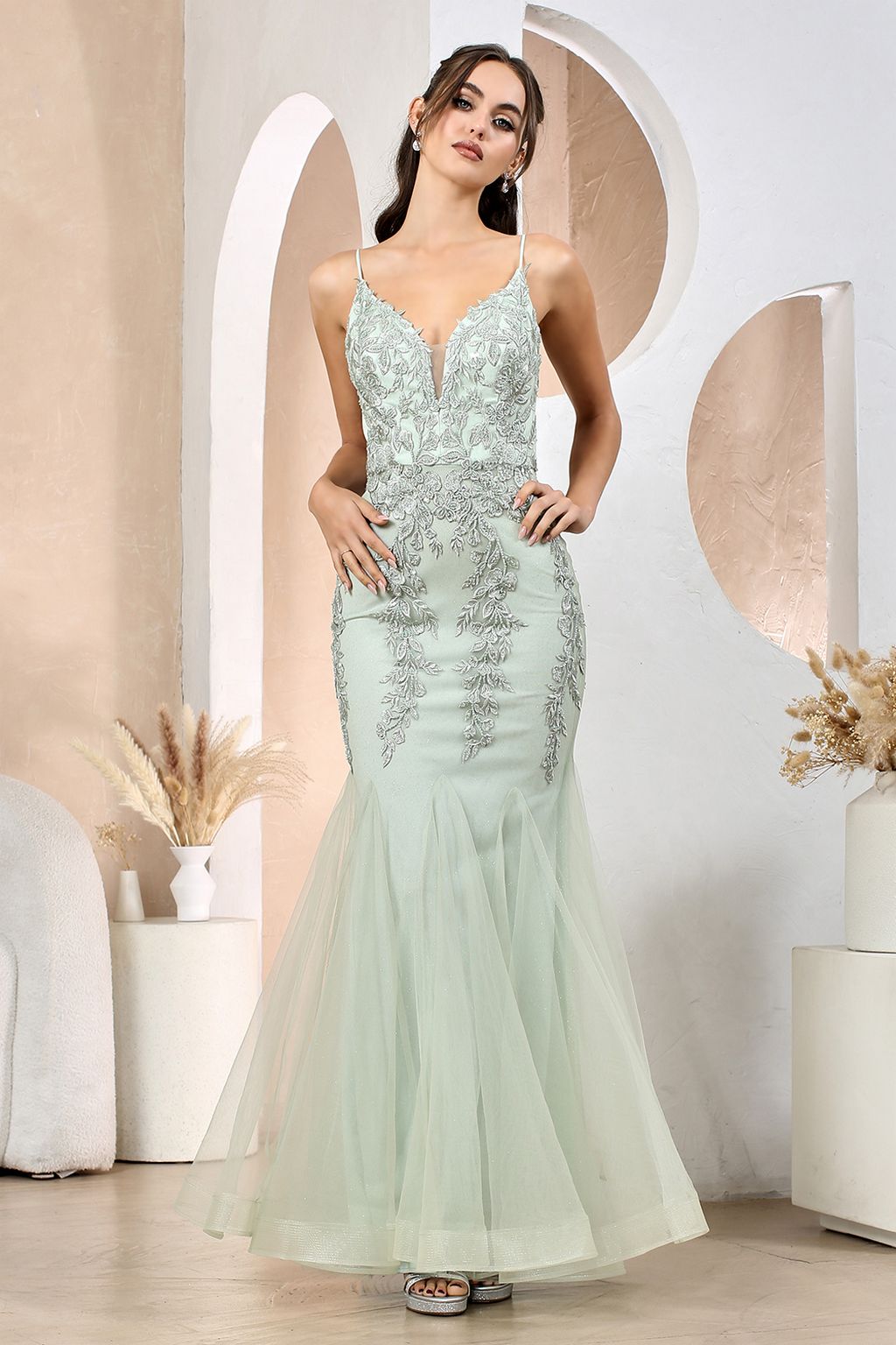 Prom Dresses Long Fitted Formal Prom Dress Sage