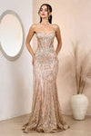 Prom Dresses Long Printed Glitter Prom Mermaid Formal Dress Rose Gold