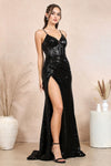 Prom Dresses Prom Long Slit Sequin Detail Formal Dress  Black