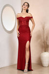 Prom Dresses Long Formal Fitted Lace Prom Dress Burgundy