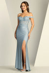 Prom Dresses Long Formal Fitted Lace Prom Dress Dusty Blue