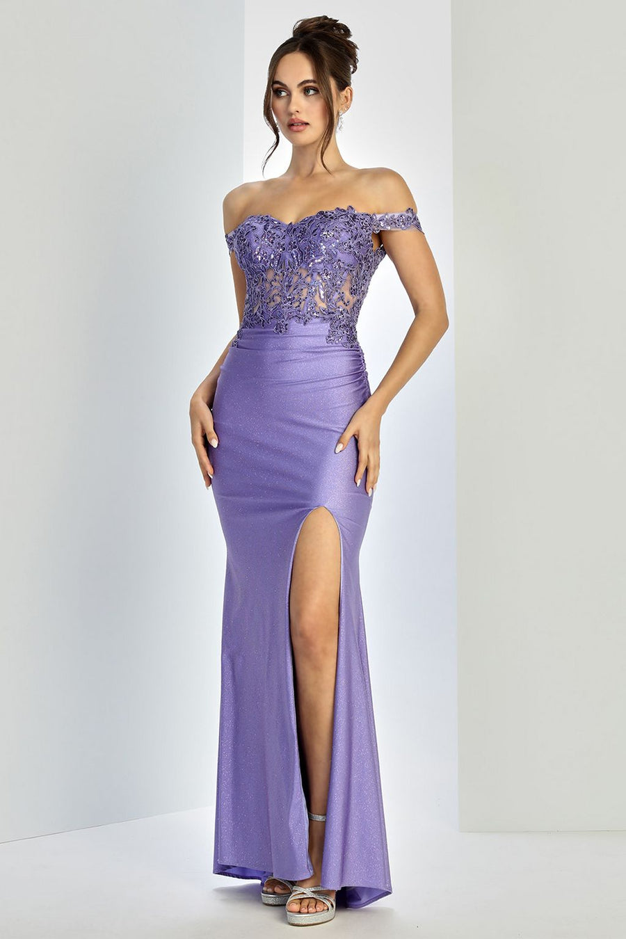 Prom Dresses Long Formal Fitted Lace Prom Dress Lavender