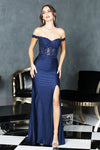 Prom Dresses Long Formal Fitted Lace Prom Dress Navy