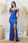 Prom Dresses Long Formal Fitted Lace Prom Dress Royal Blue