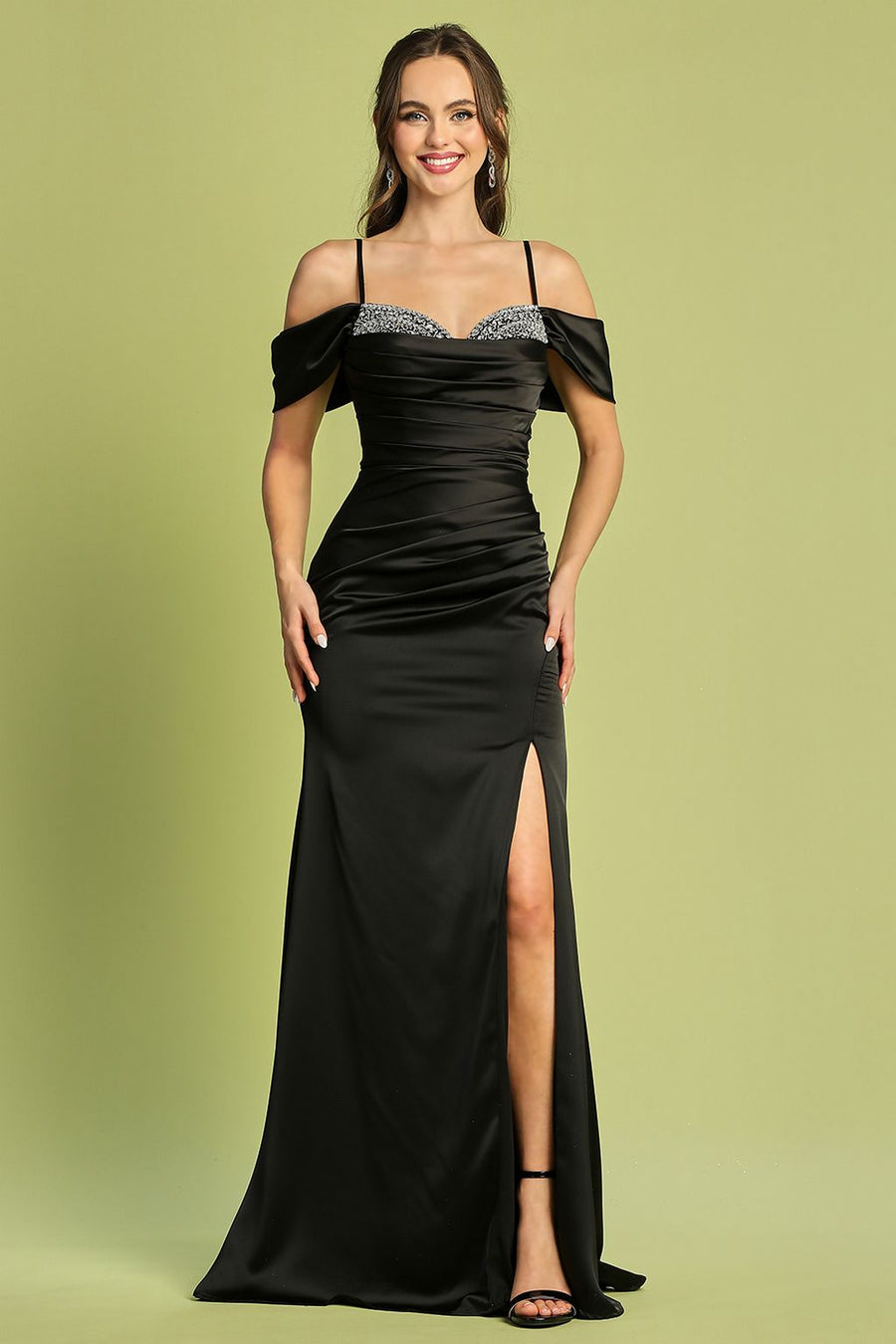 Prom Dresses Long Slit Evening Prom Formal Dress Black