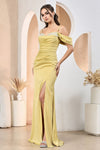 Prom Dresses Long Slit Evening Prom Formal Dress Dusty Yellow