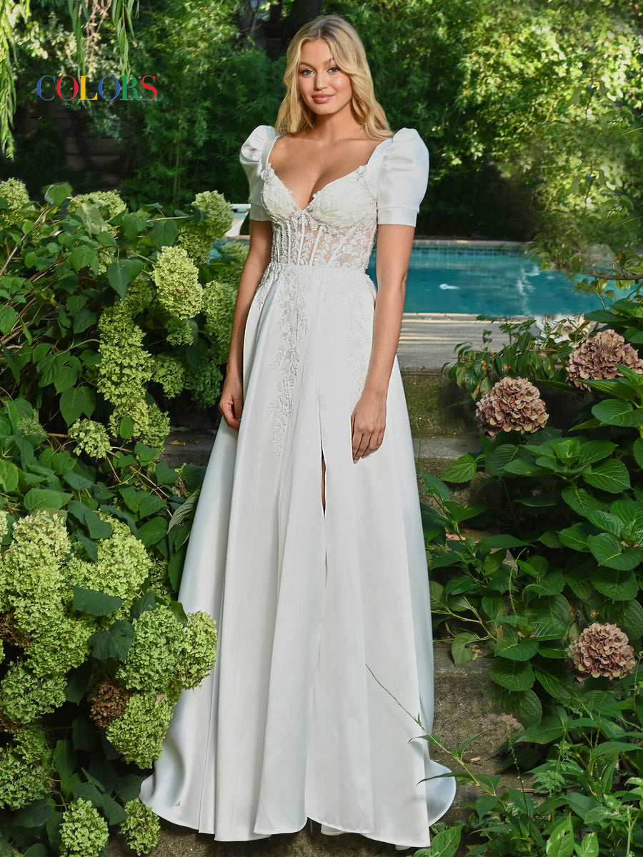 Prom Dresses Long Formal A Line Slit Prom Dress White